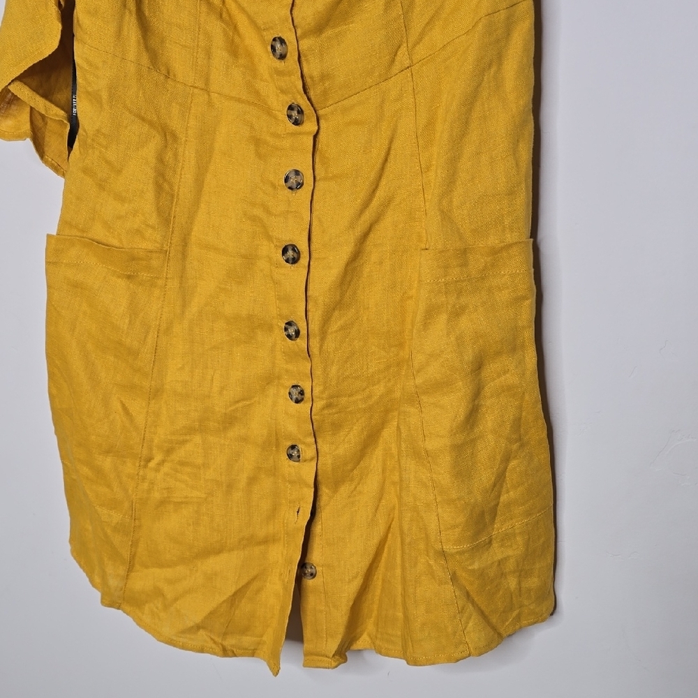 Forever 21 Yellow Ruffle Button-Front Mini Dress - Picture 6 of 8
